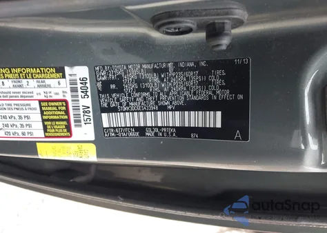 2014 Toyota Sienna Le V6 8 Passenger z USA, uszkodzony, nr VIN 5TDKK3DC6ES433948